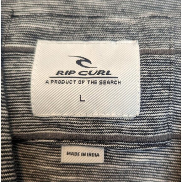 Rip Curl Men’s Size Large Grey and Black Striped Front Pocket Hoodie - Picture 4 of 5